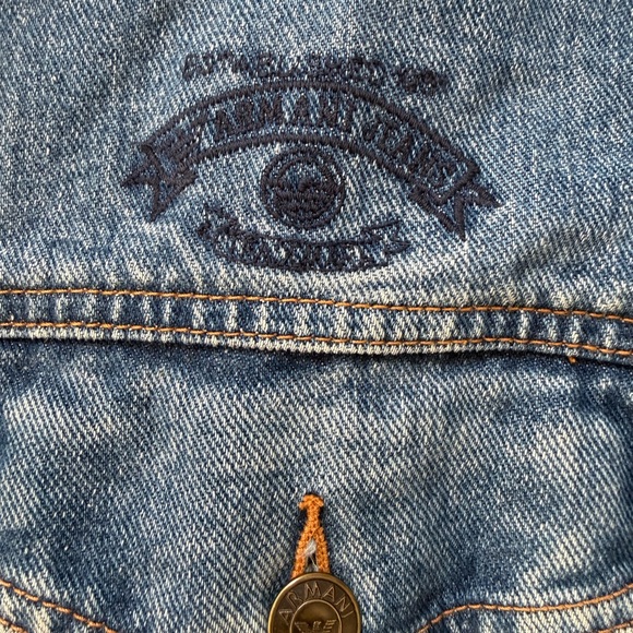 Armani Jeans Men’s Denim Jacket Size L 100% Cotton SIMINT Industria Small Flaw - Picture 3 of 13